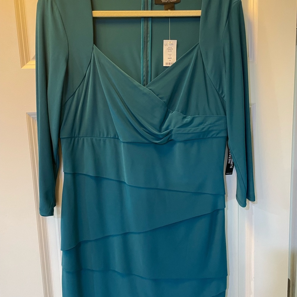 White House Black Market teal green fitted dress